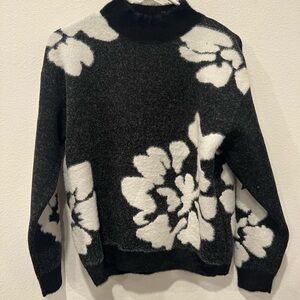 Tahari Black and White Floral Sweater